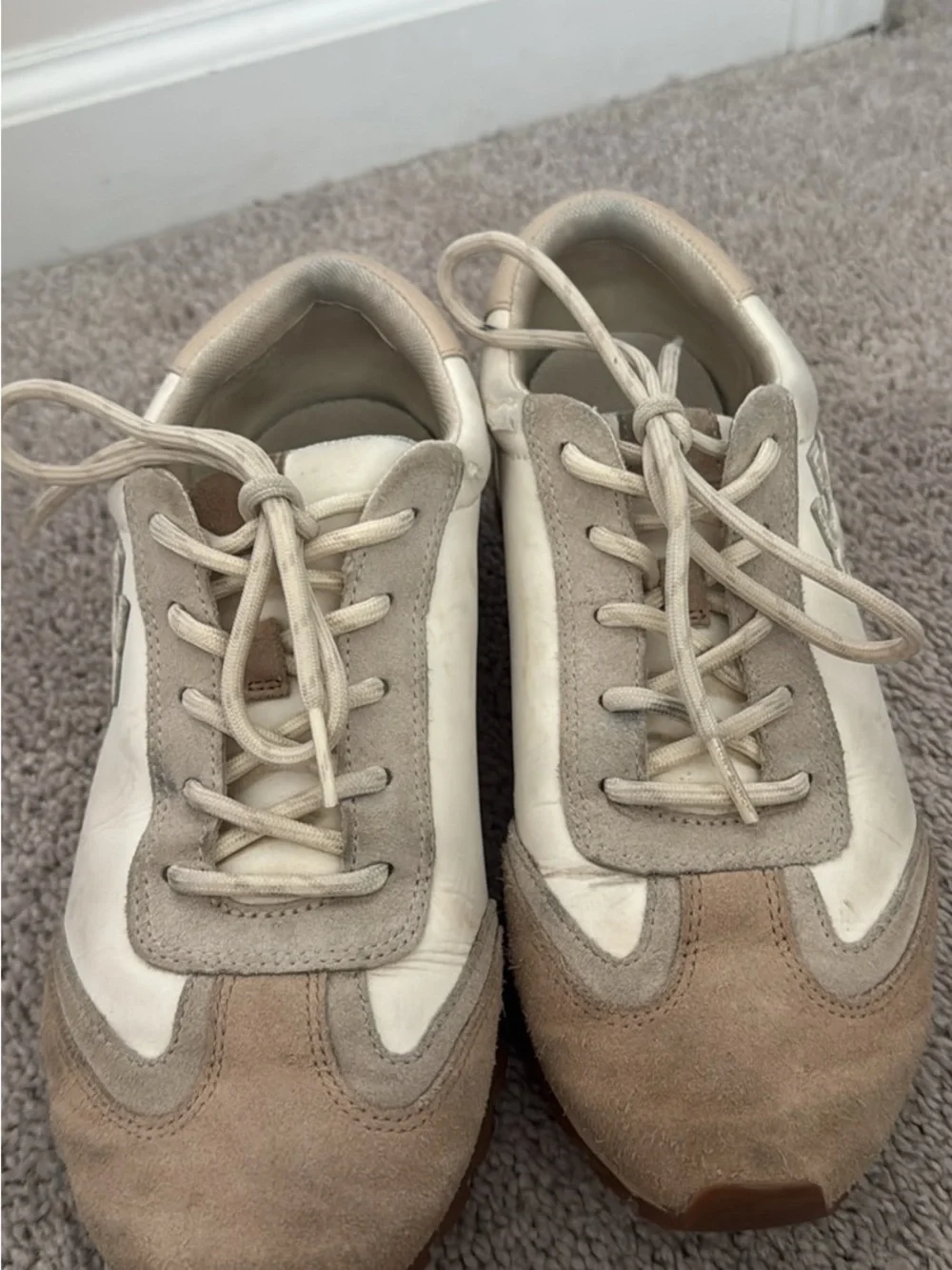 Tory Burch Neutral Suede Leather Sneakers Women’s Size 9